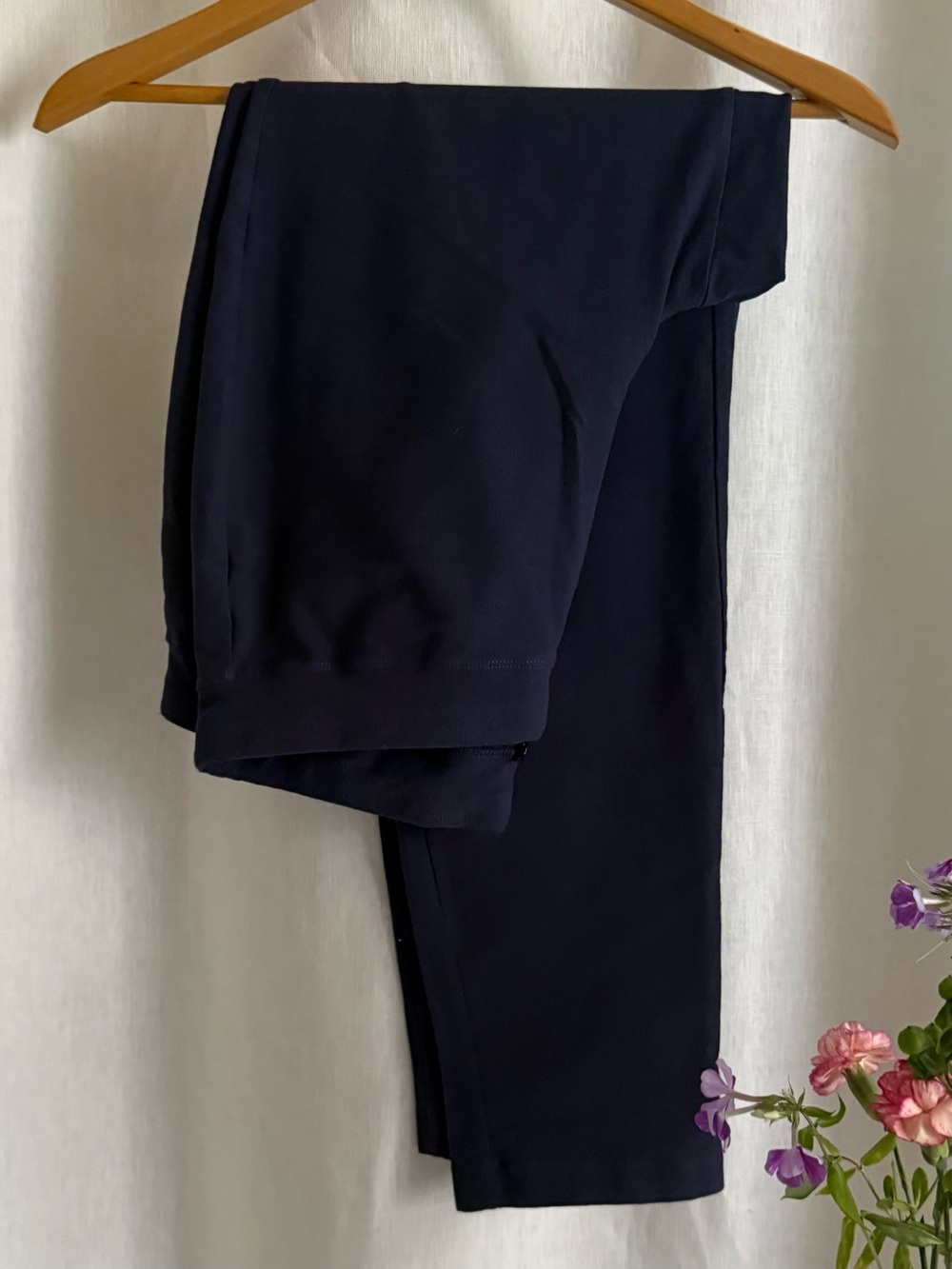 NWOT Eileen Fisher Washable Stretch Crepe Slim Pants L Navy Pull On Trousers S24